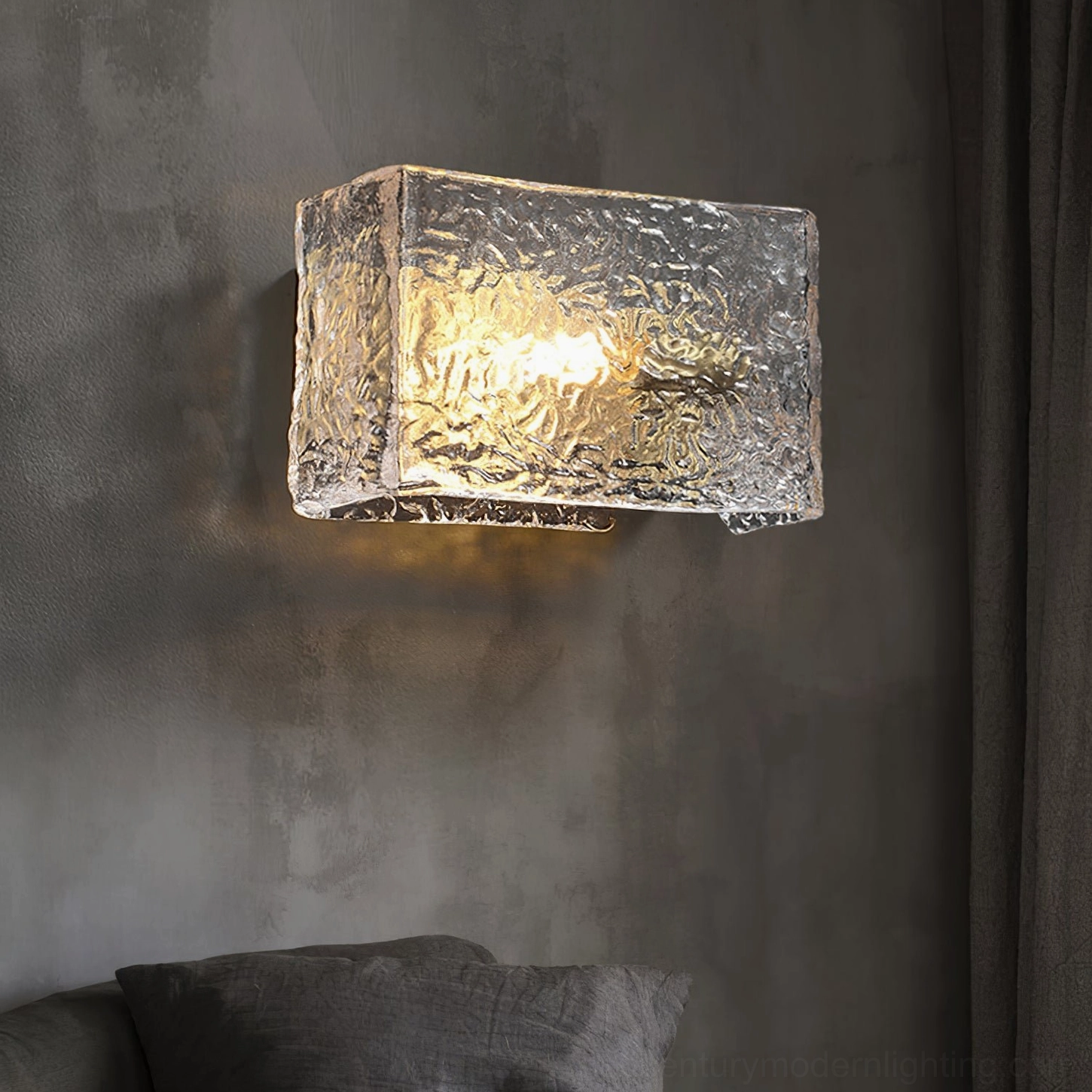 Lunea gold rippled glass wall sconce product lifestyle photo showing design versatility and modern aesthetic