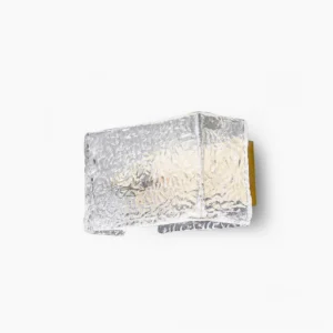 Lunea gold wall sconce with rippled glass shade on white studio background, front view
