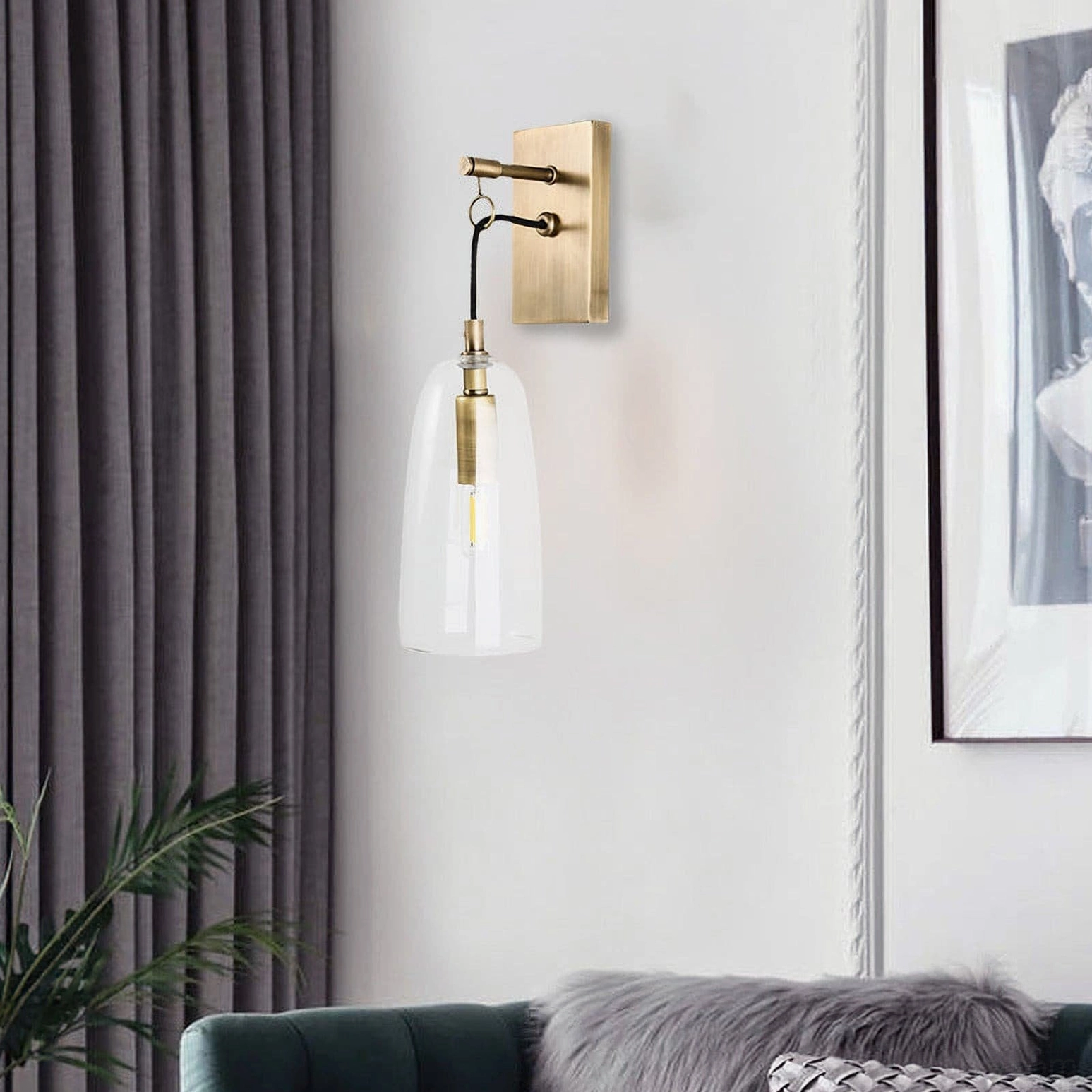 Lure wall sconce styled in Scandinavian minimalist interior with Nordic home decor