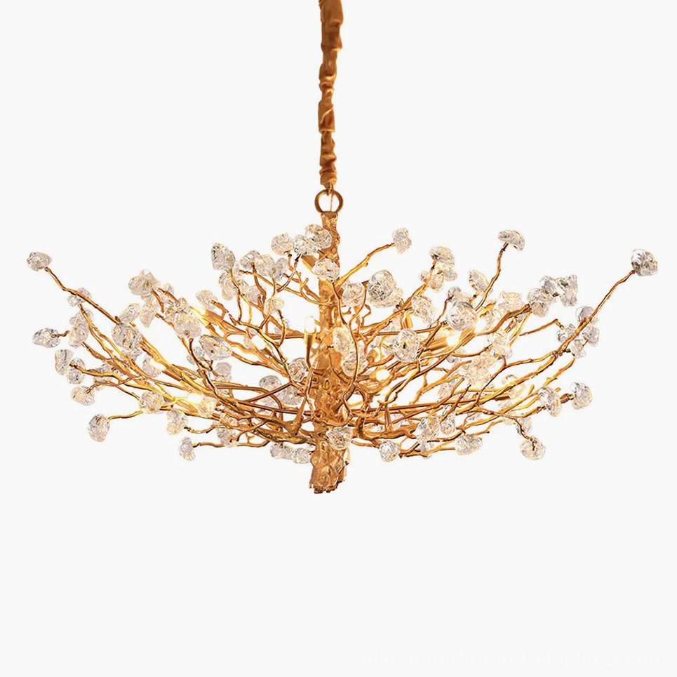 Luxury 16-head gemstone branch chandelier 51.2 inch width grand statement ceiling fixture