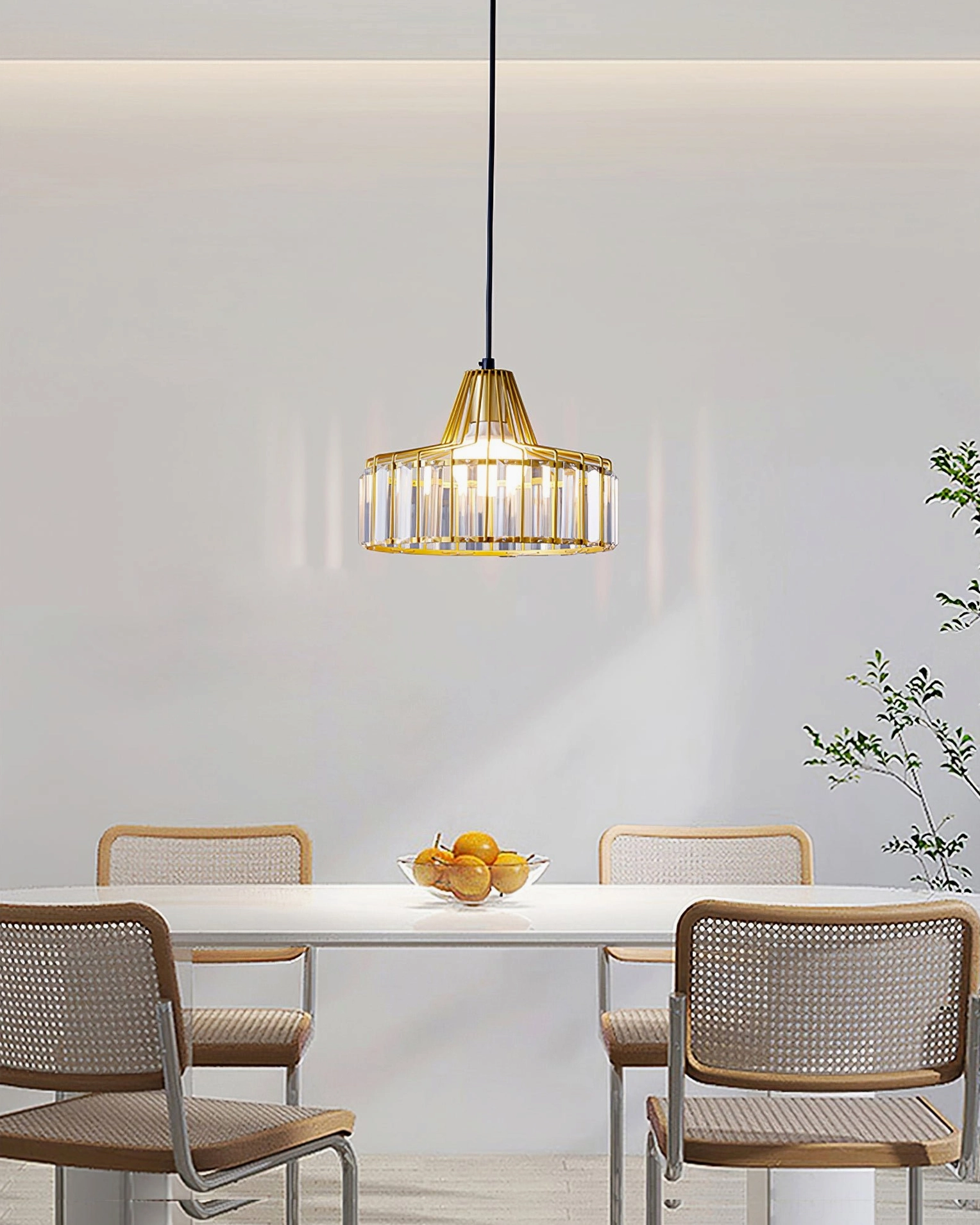 Crystal pendant light demonstrating luxury design with precision-cut K9 crystal facets