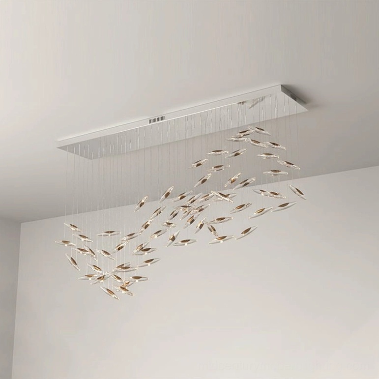Luxury glass pendant chandelier 32 heads A model showing complete sculptural design and light diffusion
