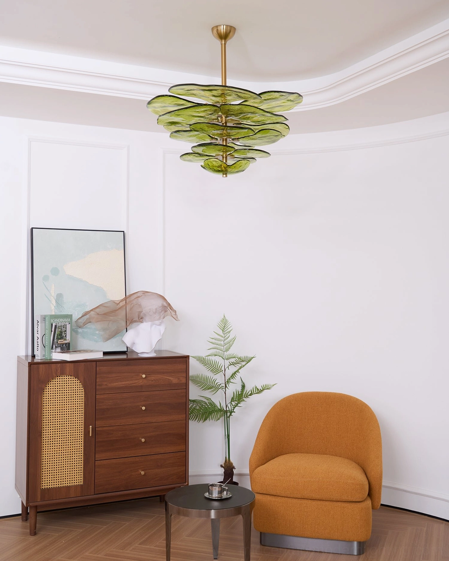 Luxury lotus petal Murano chandelier with textured glass and architectural ceiling presence