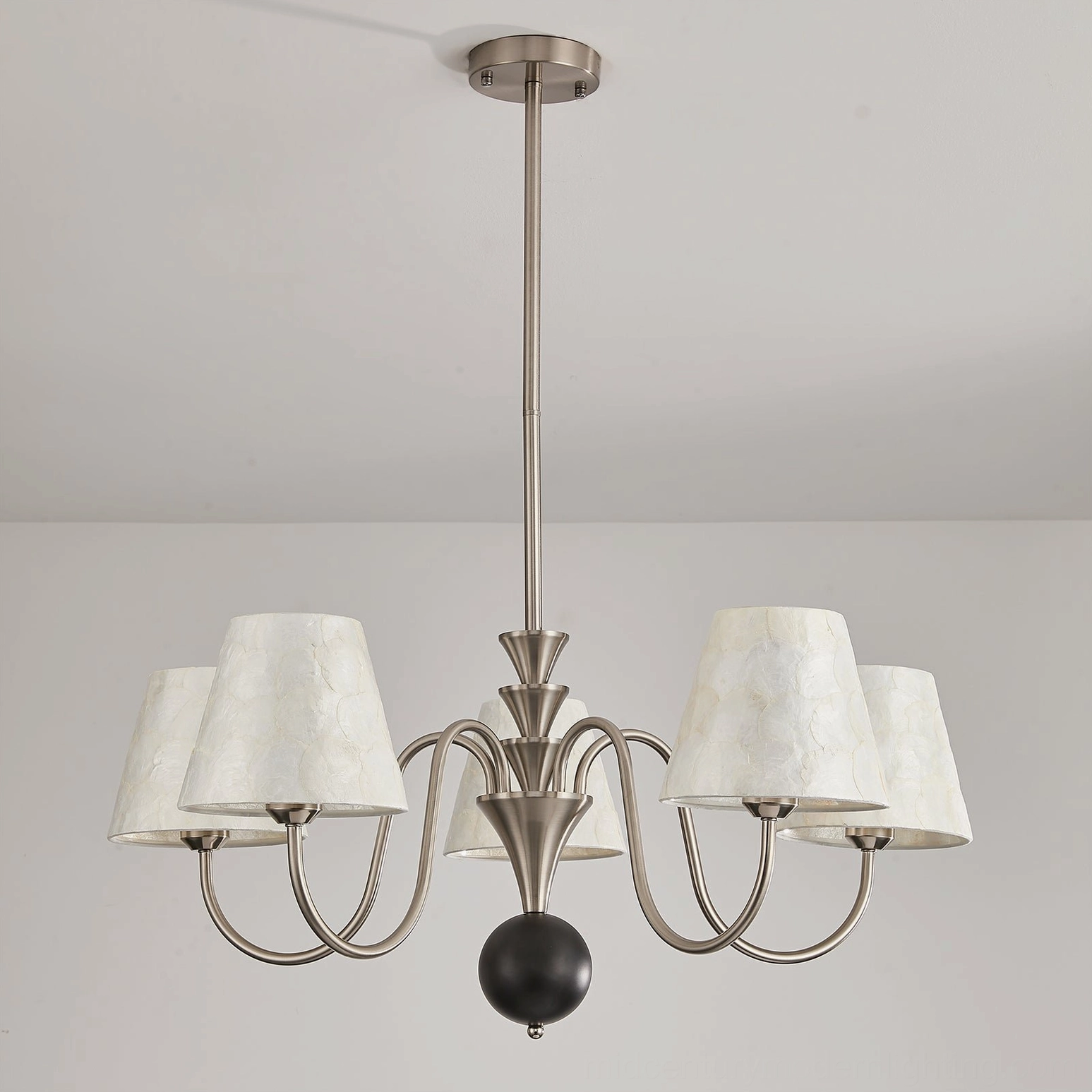 Modern coastal capiz chandelier architectural metalwork frame detail with precision engineering