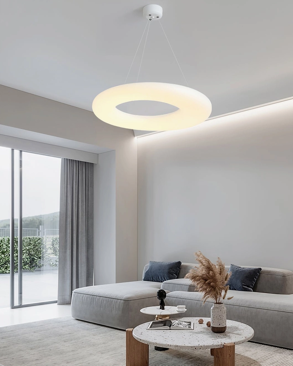 Magoo hollow circular pendant lamp architectural detail modern interior