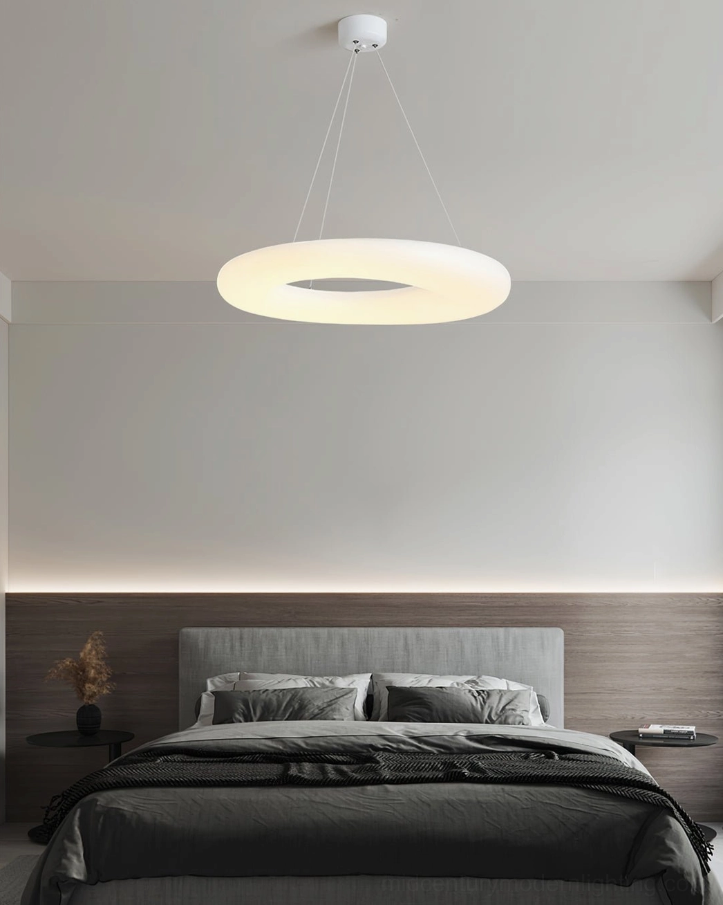 Magoo modern ceiling light in warm minimalist bedroom setting