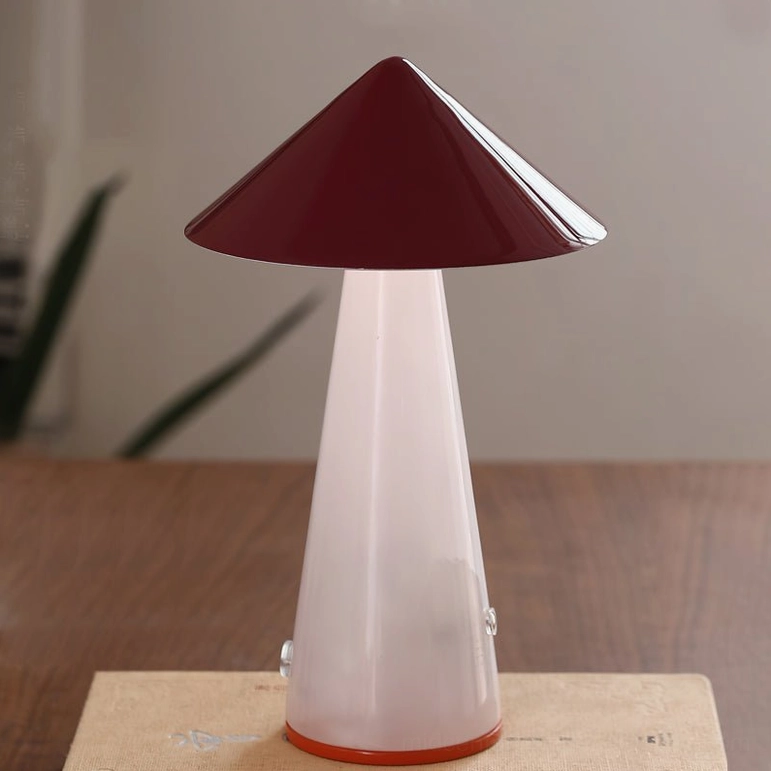 Maisie rechargeable LED table lamp showcasing mid-century modern mushroom silhouette with integrated battery and charging capability