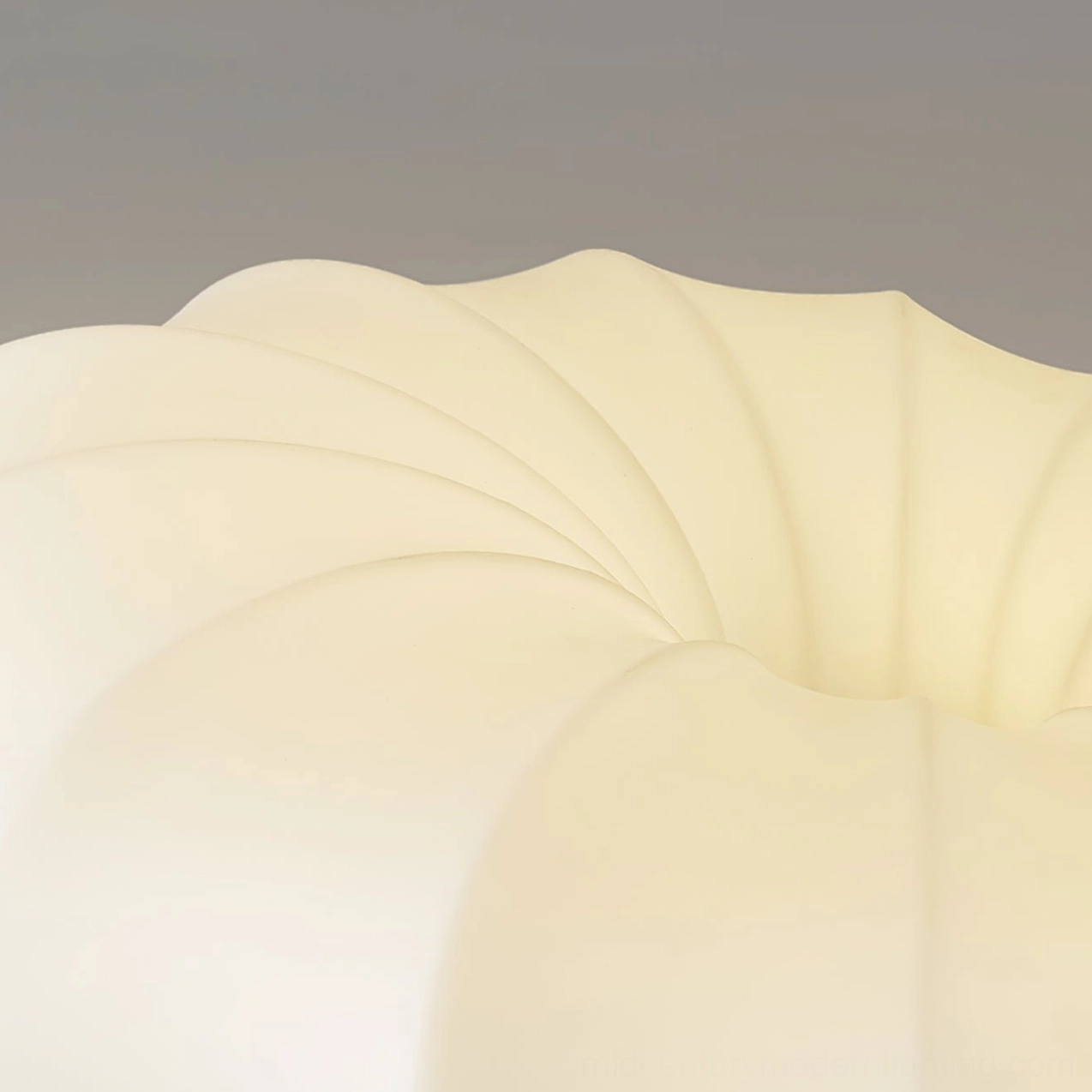 Overhead view of malibu shell ceiling lamp installation in contemporary home