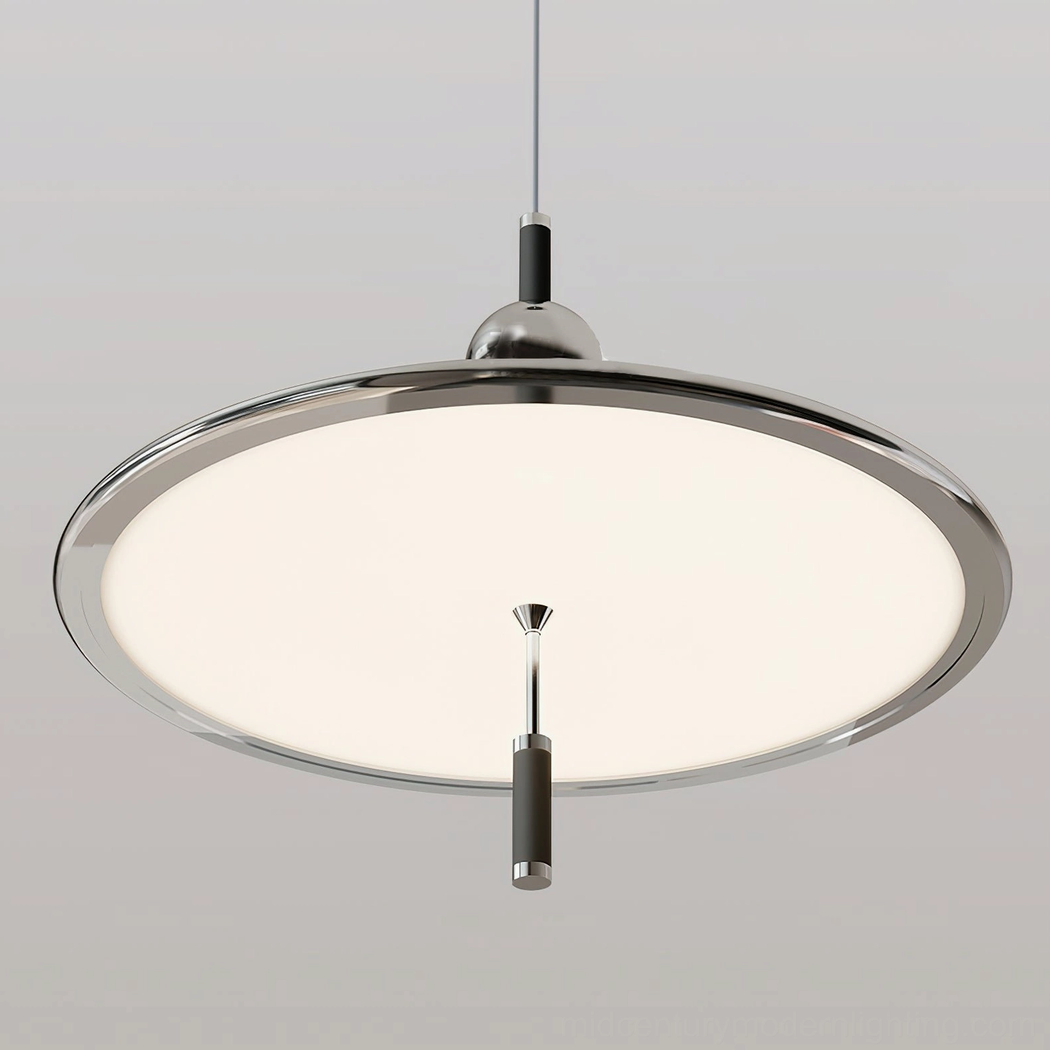 Malmo modern geometric pendant light design detail showing ultra-thin LED ring and spherical metal accent