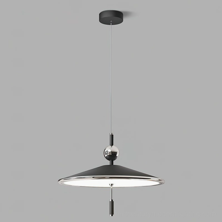 Malmo geometric pendant light in large size with warm LED illumination showcasing mid-century modern design