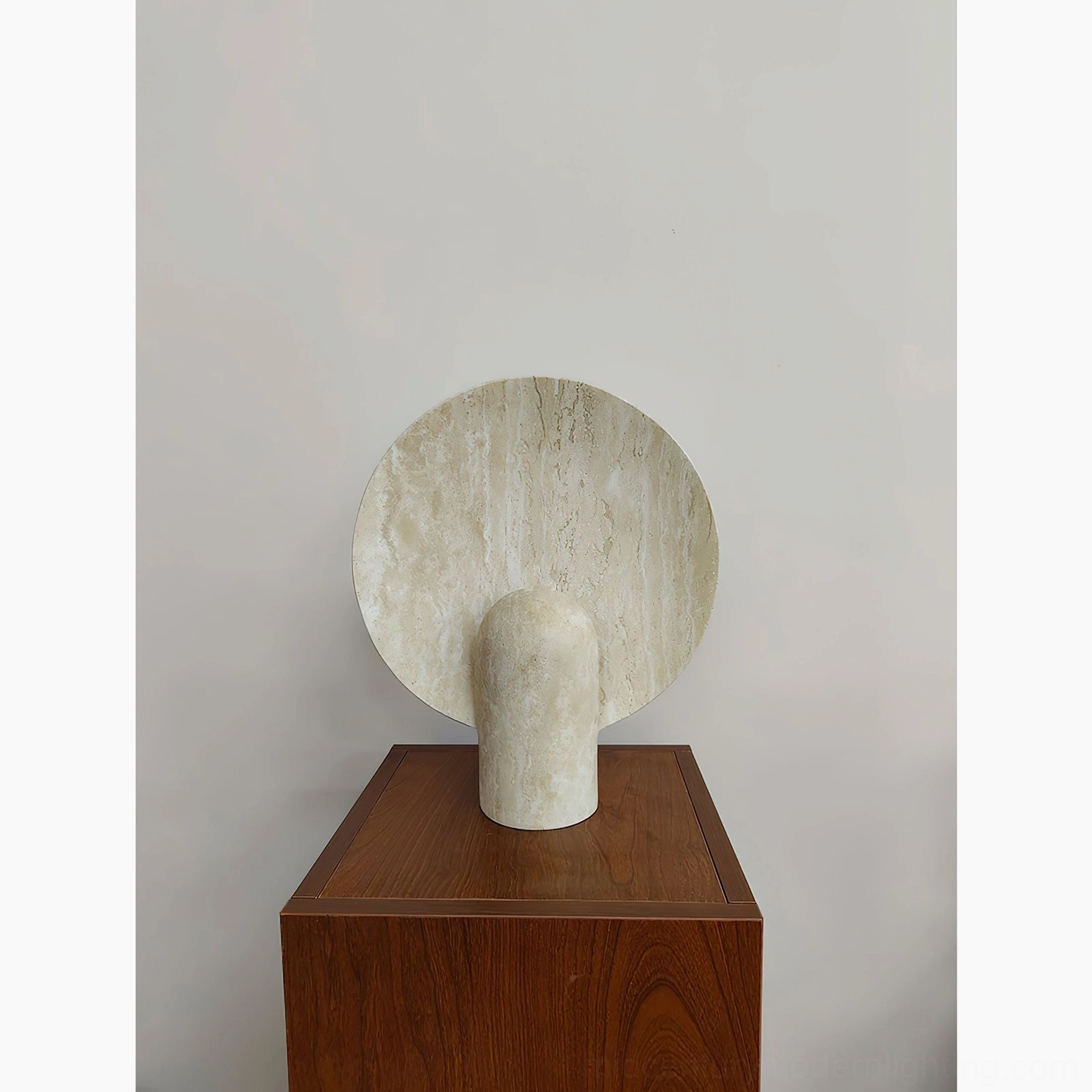 Sculptural marble table lamp front elevation showing balanced proportions and minimalist design aesthetic for contemporary interiors