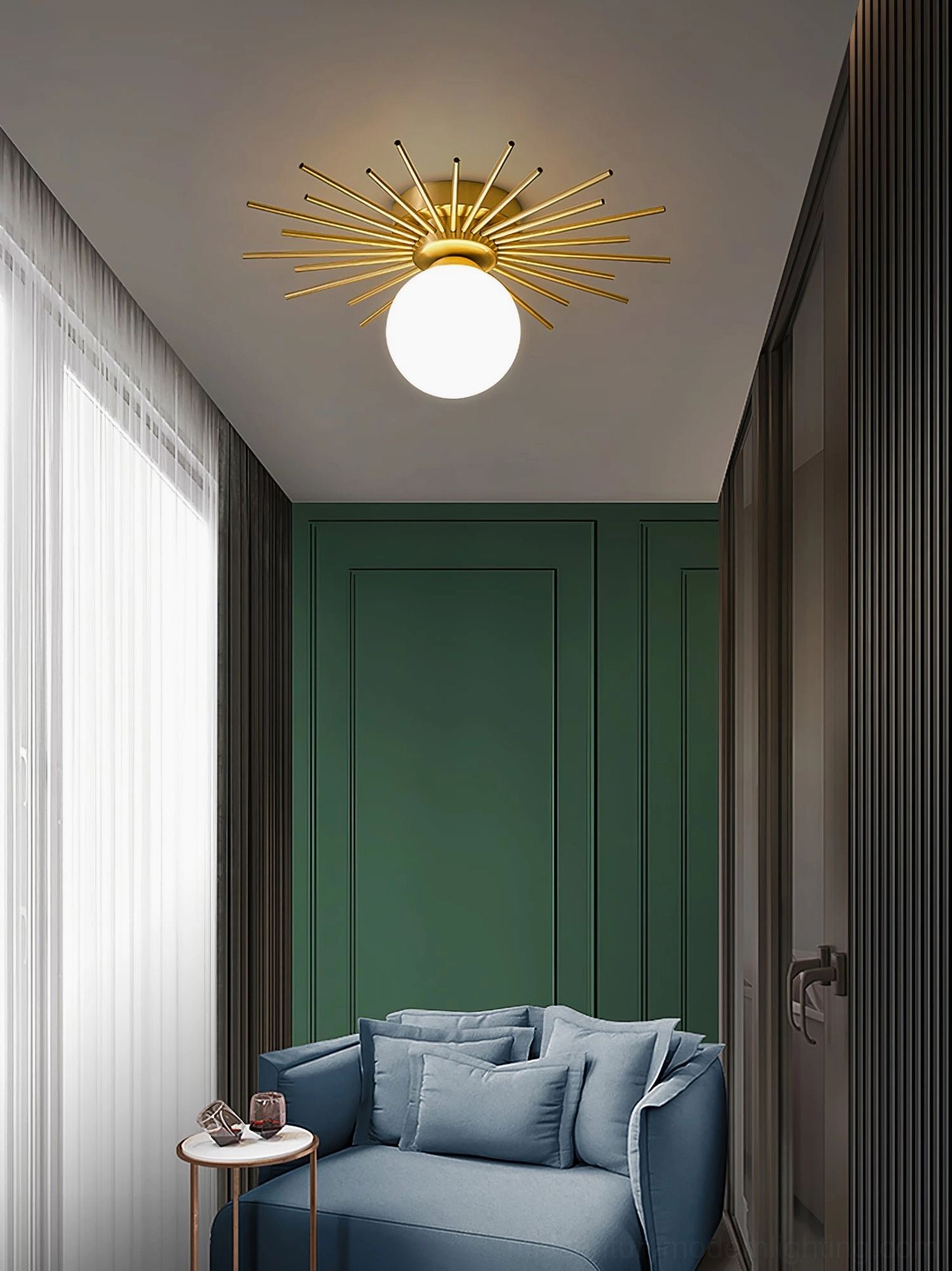 Margaret ceiling light scale reference, mid-century modern flush mount fixture sizing proportions