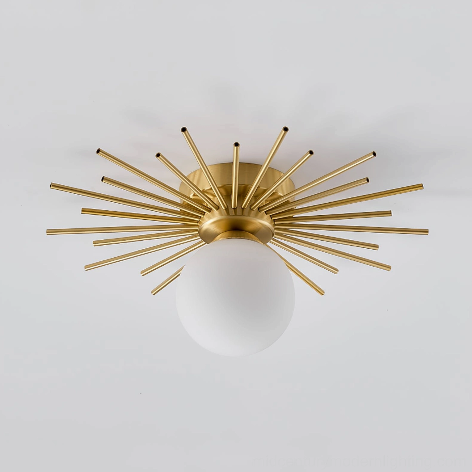Margaret ceiling fixture mounted flush to ceiling, compact mid-century design for residential spaces