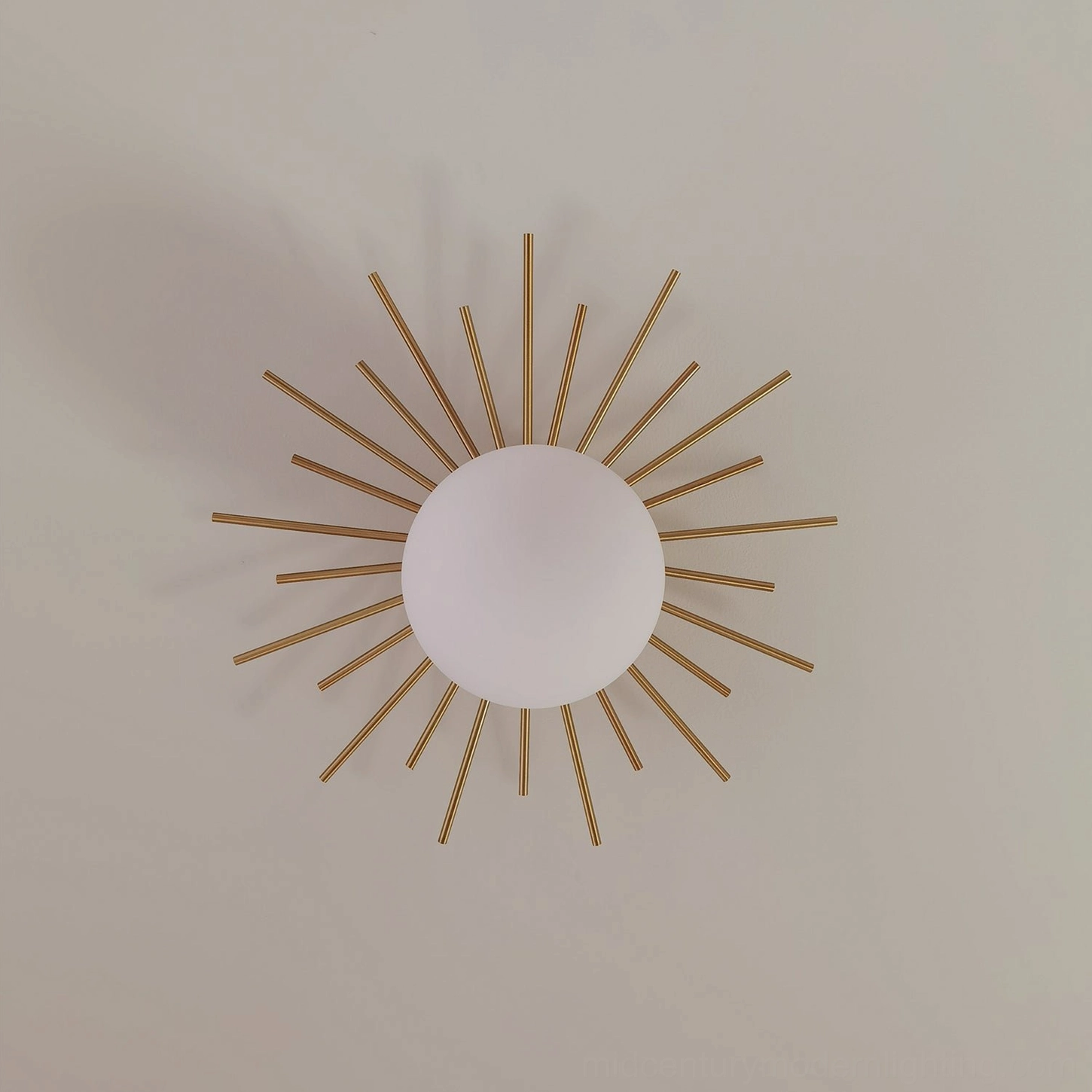 Margaret sputnik ceiling fixture glass shade detail, frosted borosilicate light diffusion close-up