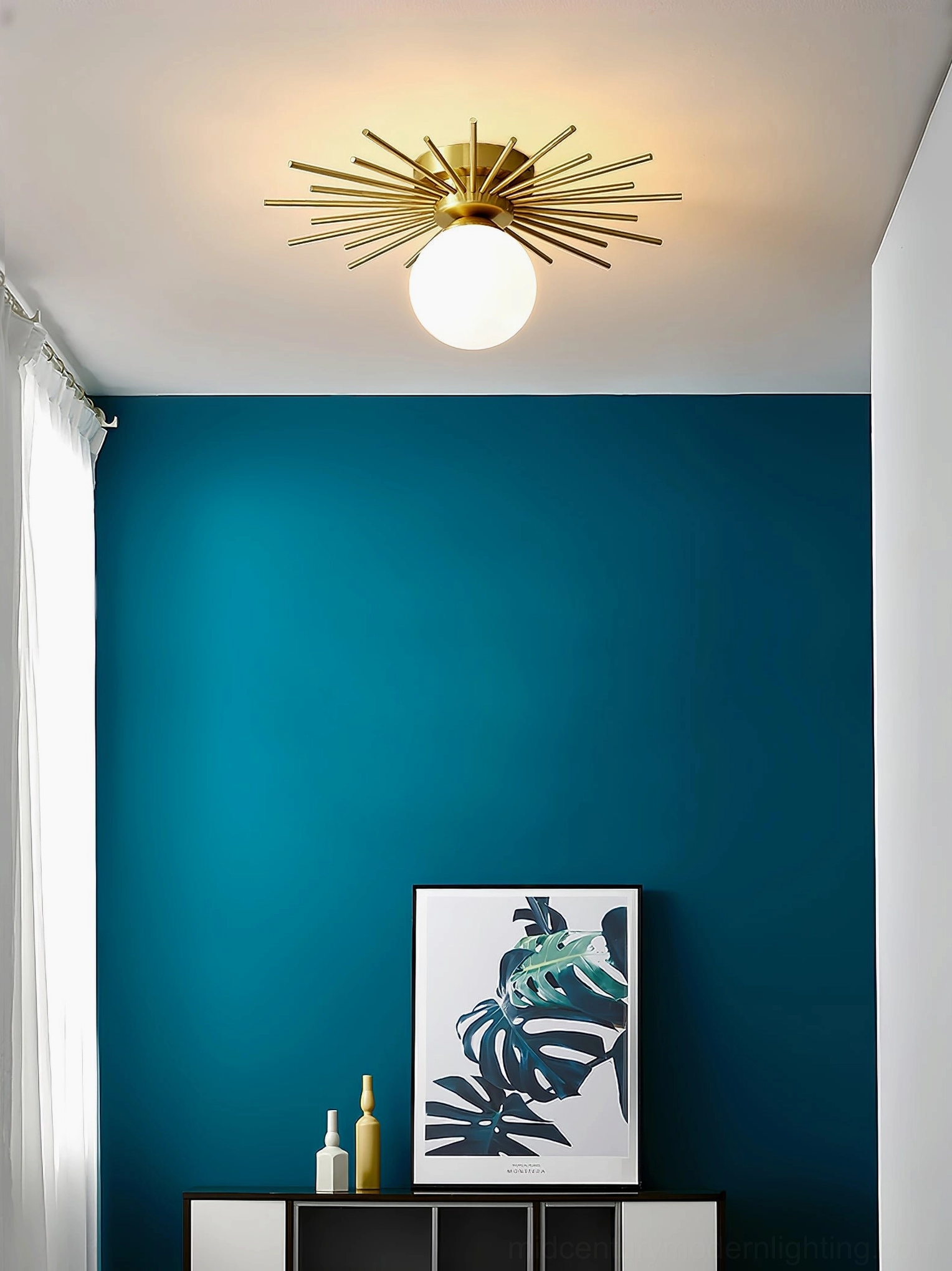 Margaret sputnik style ceiling lamp in design setting, mid-century modern home lighting statement piece