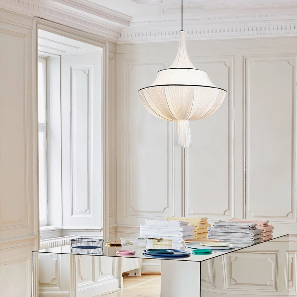 Marianna pleated pendant light fixture installation and room placement ideas for dining and living spaces