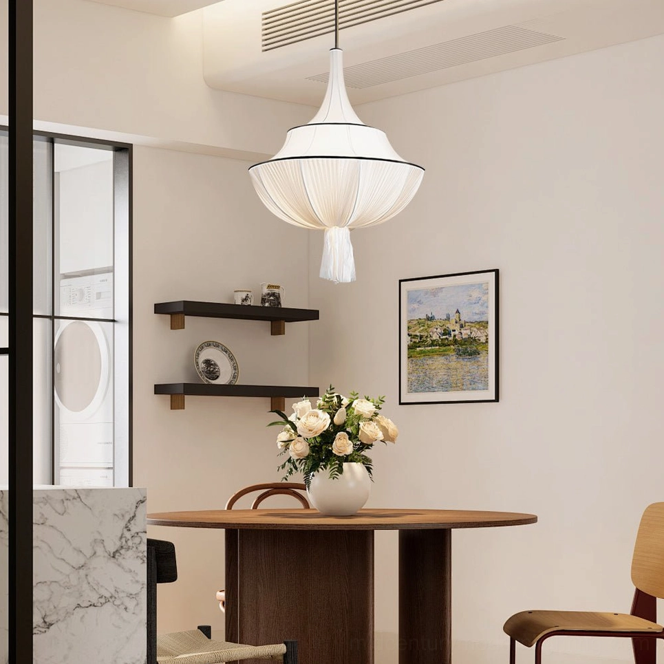 Marianna pendant light multiple sizes and color options displayed showing white and black variants