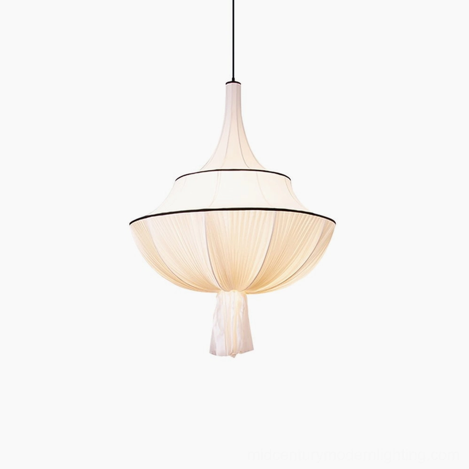 Marianna pleated fabric pendant light 50cm diameter small size shown in intimate entryway space