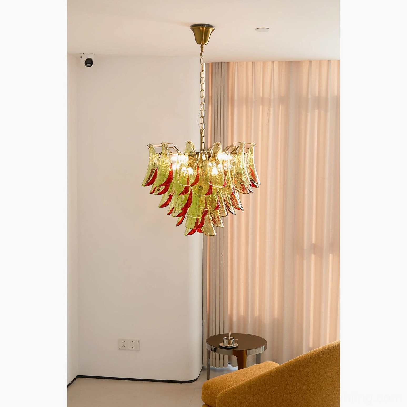 Marielle glass petal chandelier architectural detail showcasing hand-blown Murano craftsmanship