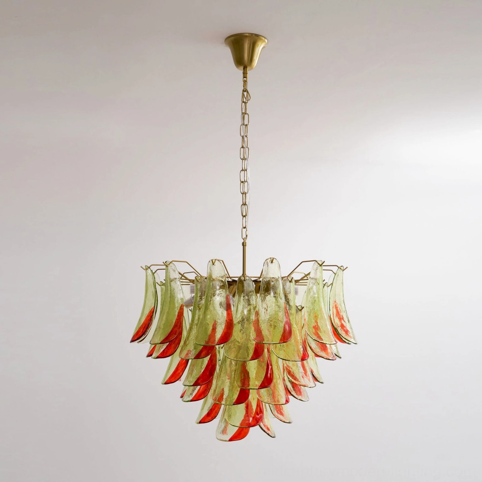Marielle Murano glass chandelier artistic glass petal layering creating dimensional visual depth