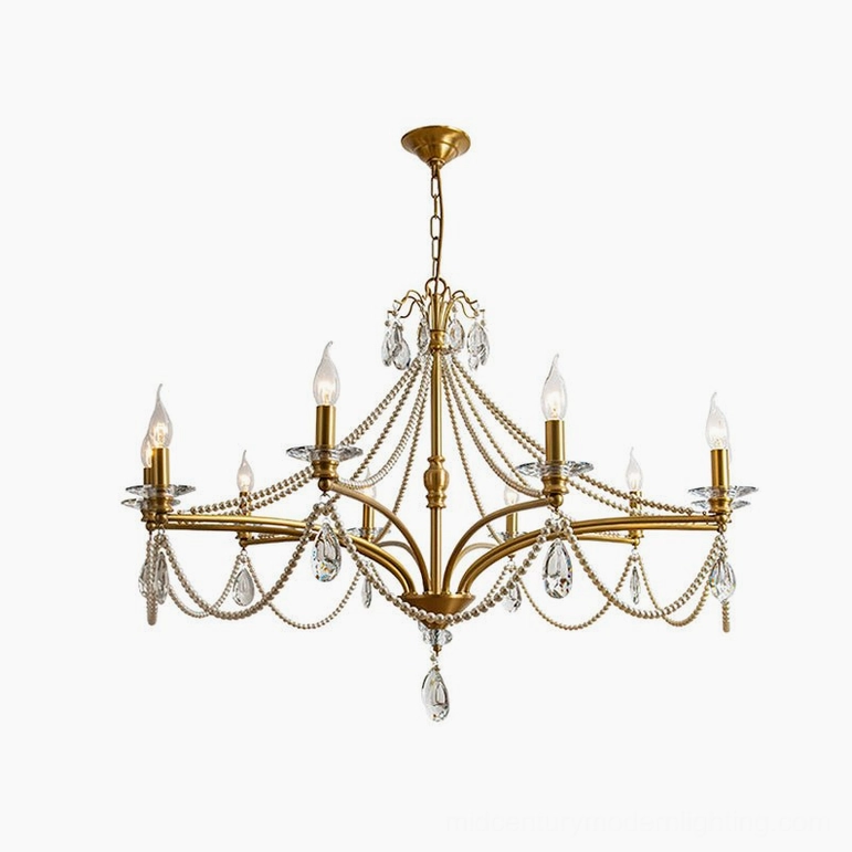 Full view of Mariposa crystal chandelier in elegant interior setting with decorative styling