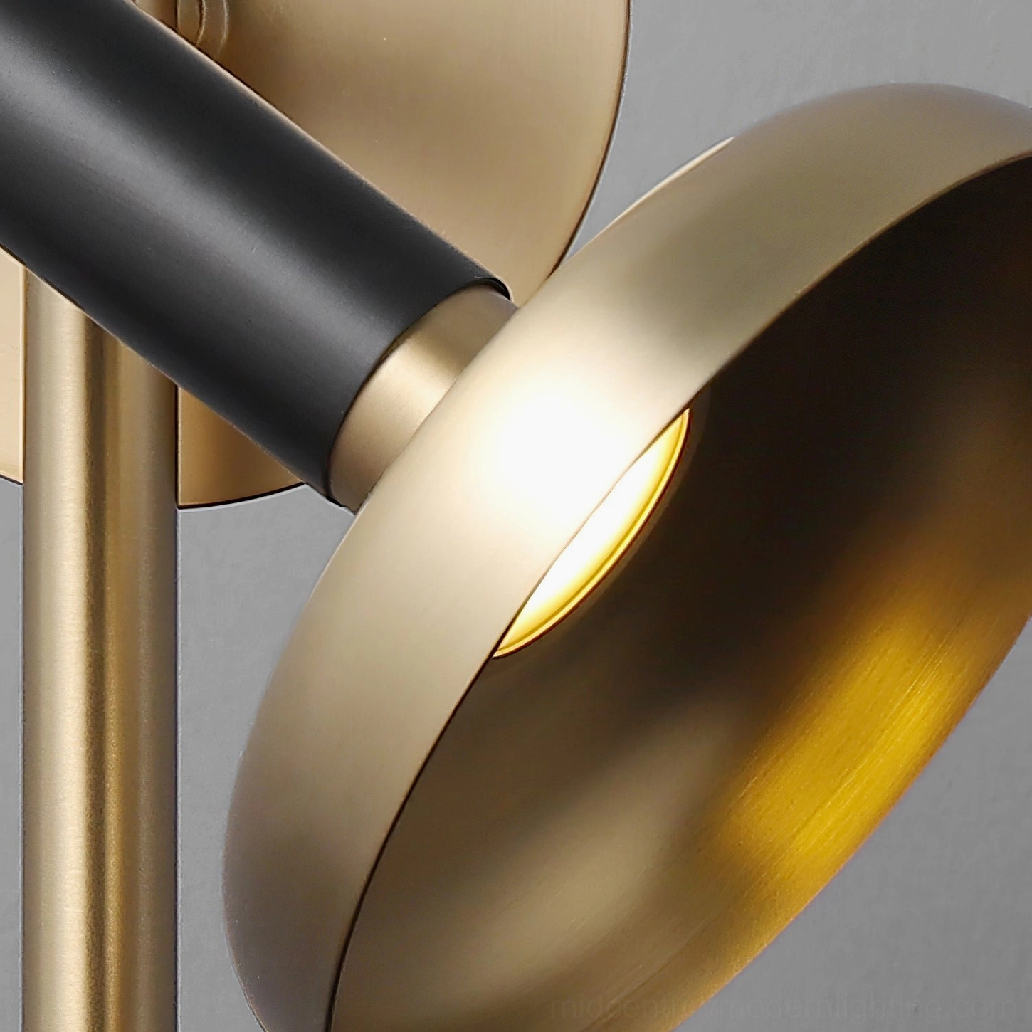 Marquina marble base table lamp - black and brass minimalist desk light close-up