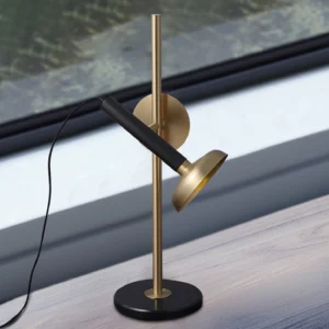 Marquina table lamp with black marble base on windowsill - contemporary home decor setting
