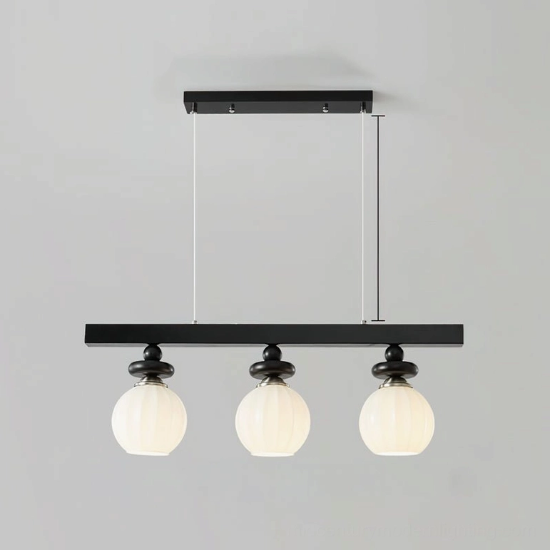 Maru Model A 3-light linear pendant - 27.6 inch length ideal for standard kitchen islands and dining tables mid-century styling