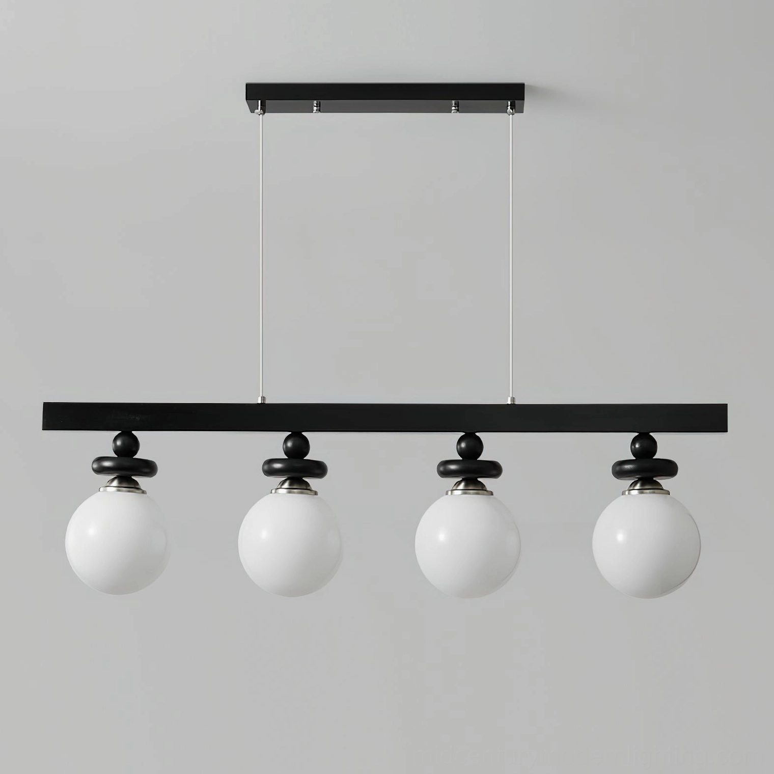 Maru mid-century modern pendant showing complete fixture assembly with metal components and frosted glass sphere from various angles