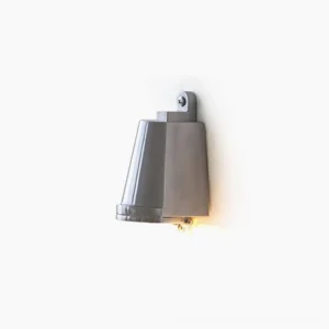 Mast chrome wall light front view minimalist design on white wall