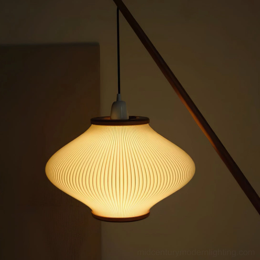 Matsusu floor lamp arm extension showing solid wood craftsmanship and mid-century design