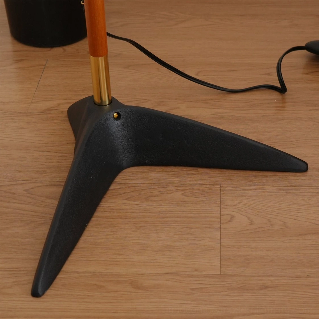 Matsusu mid-century modern floor lamp brass and metal hardware detail close-up