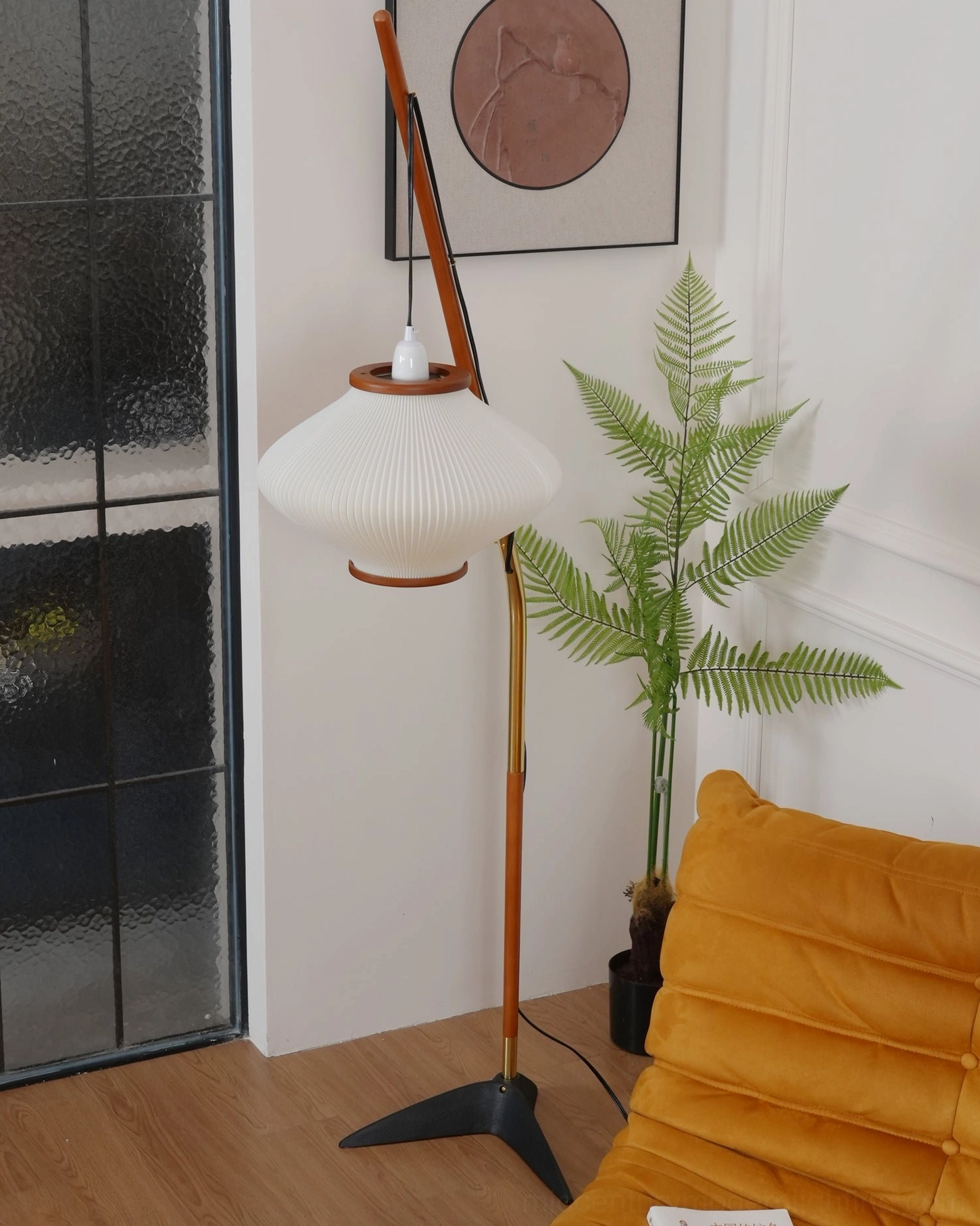 Matsusu floor lamp metal base and support structure showing architectural design and stability