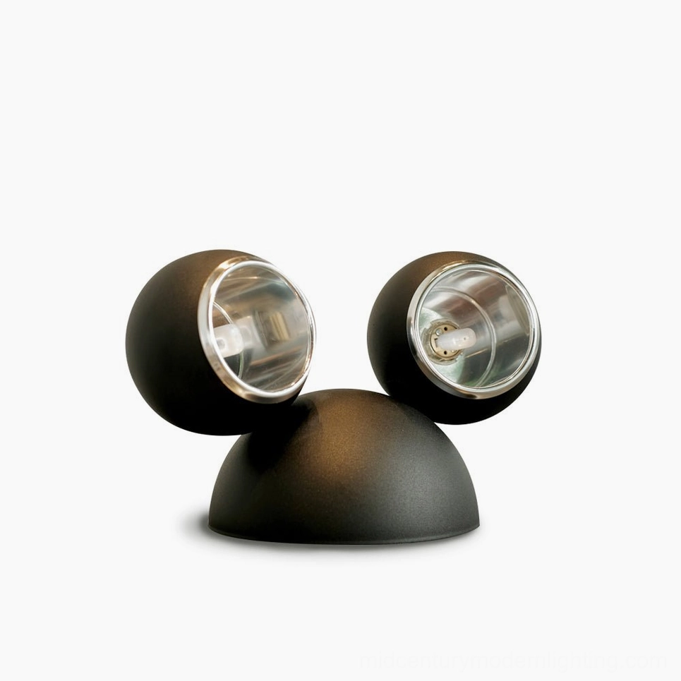 Matte black Mickey modern table lamp with iconic silhouette design, front studio view on white background