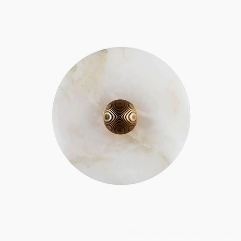 Large (11.8 inch) alabaster wall light, gold and white variant, contemporary warm finish