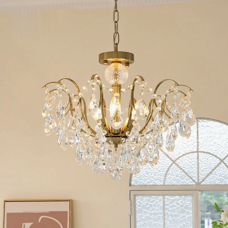 Medium Colette Crystal Chandelier (19.7" width) with six bulb capacity and elegant proportions