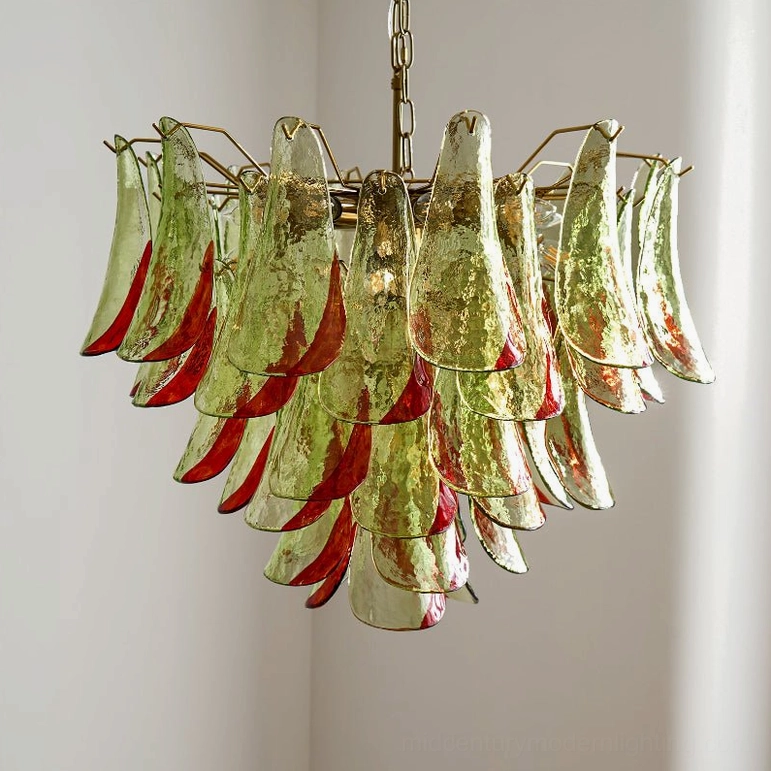 Medium Marielle Murano glass chandelier with gold finish, 48 hand-blown glass petals
