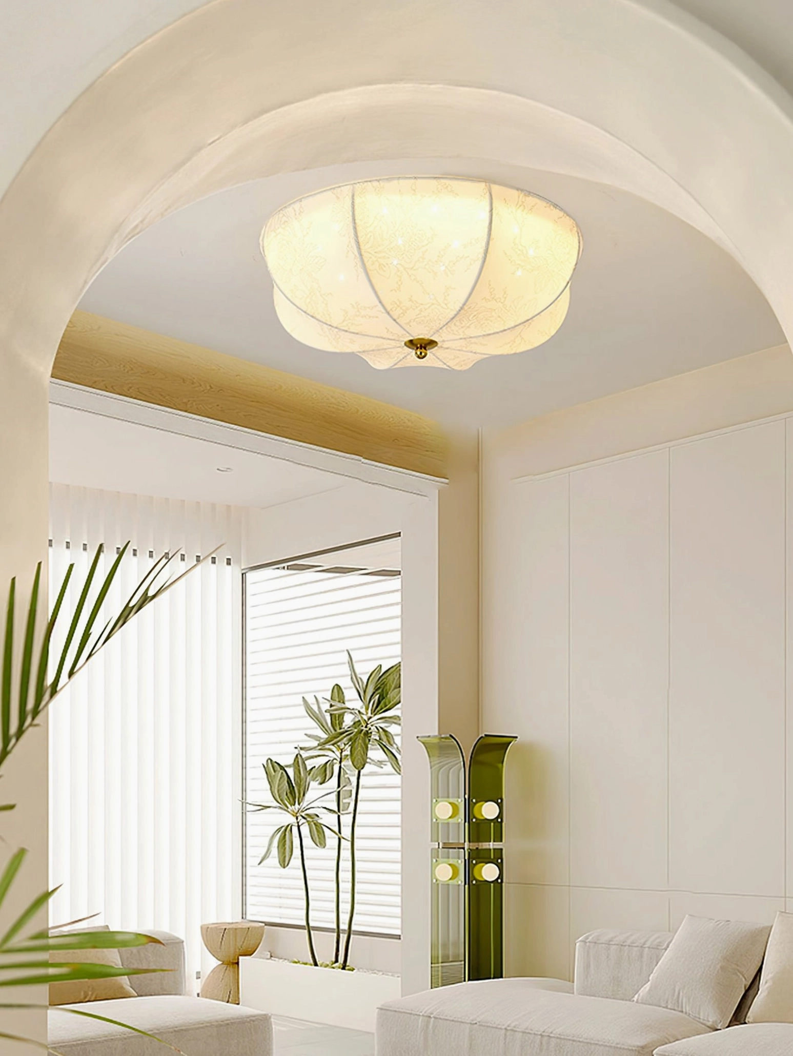 Medium orchid fabric ceiling light size option perfect for master bedrooms and living rooms with botanical elegance