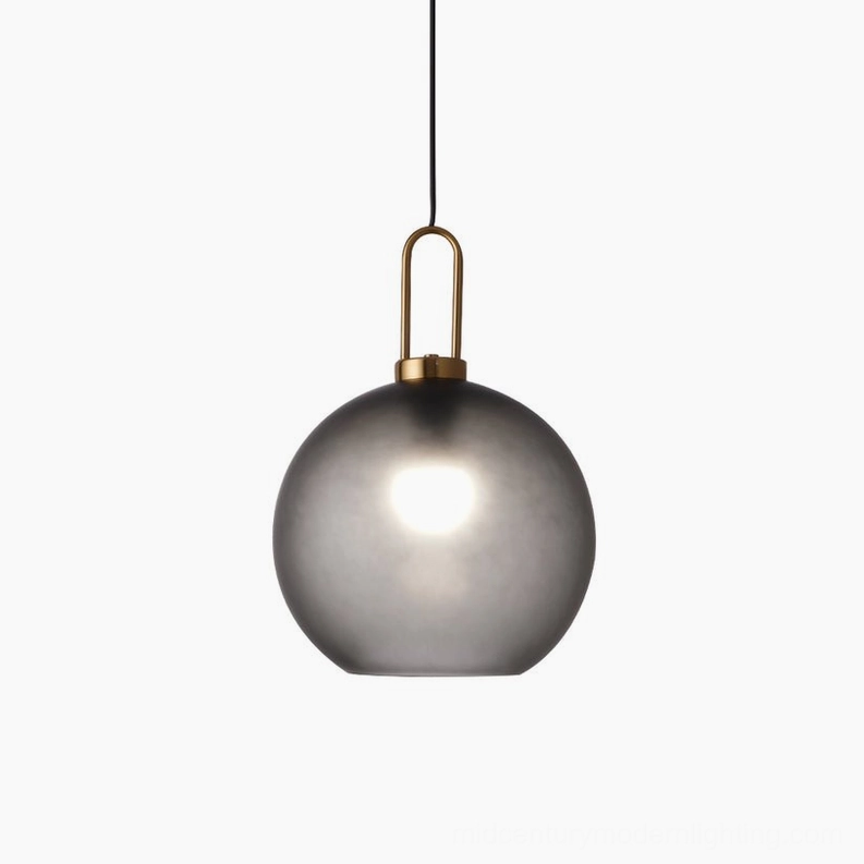 Medium spherical smoked glass pendant in frosted finish for balanced modern lighting design