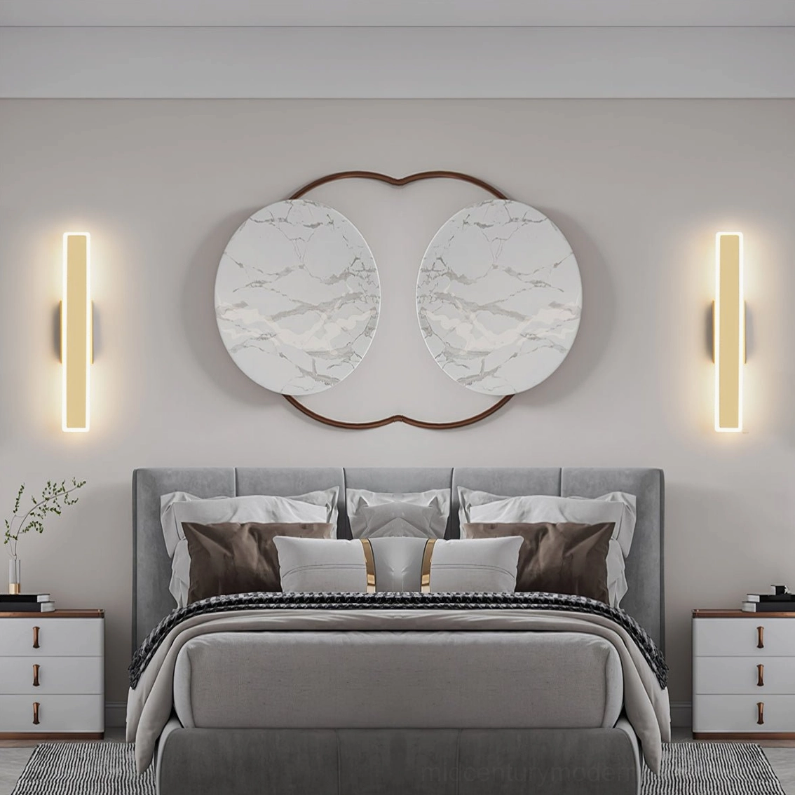 Mel wall sconce brushed gold contemporary - geometric LED fixture modern interior accent
