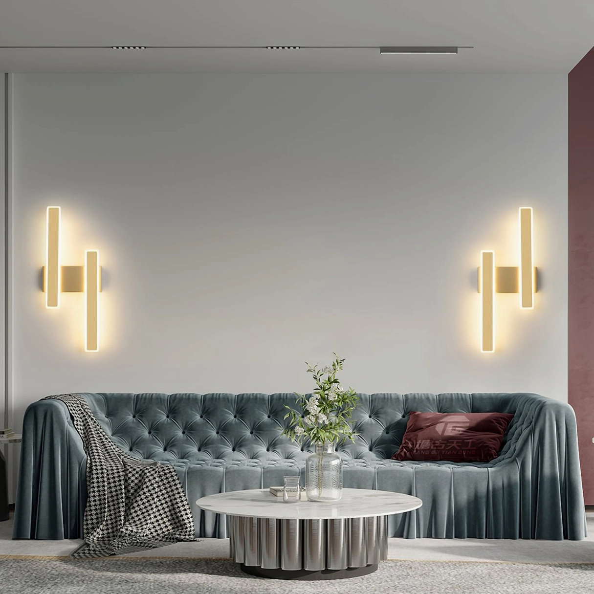 Contemporary Mel wall sconce multi-installation - geometric LED lighting room transformation