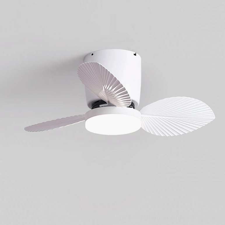 Melorie white finish ceiling fan light, three-color changing LED in clean minimalist modern space