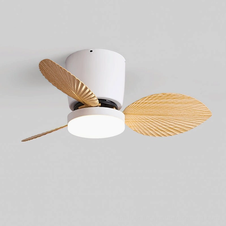 Melorie wood color and white ceiling fan light variant in dining room, tropical bohemian interior design setting