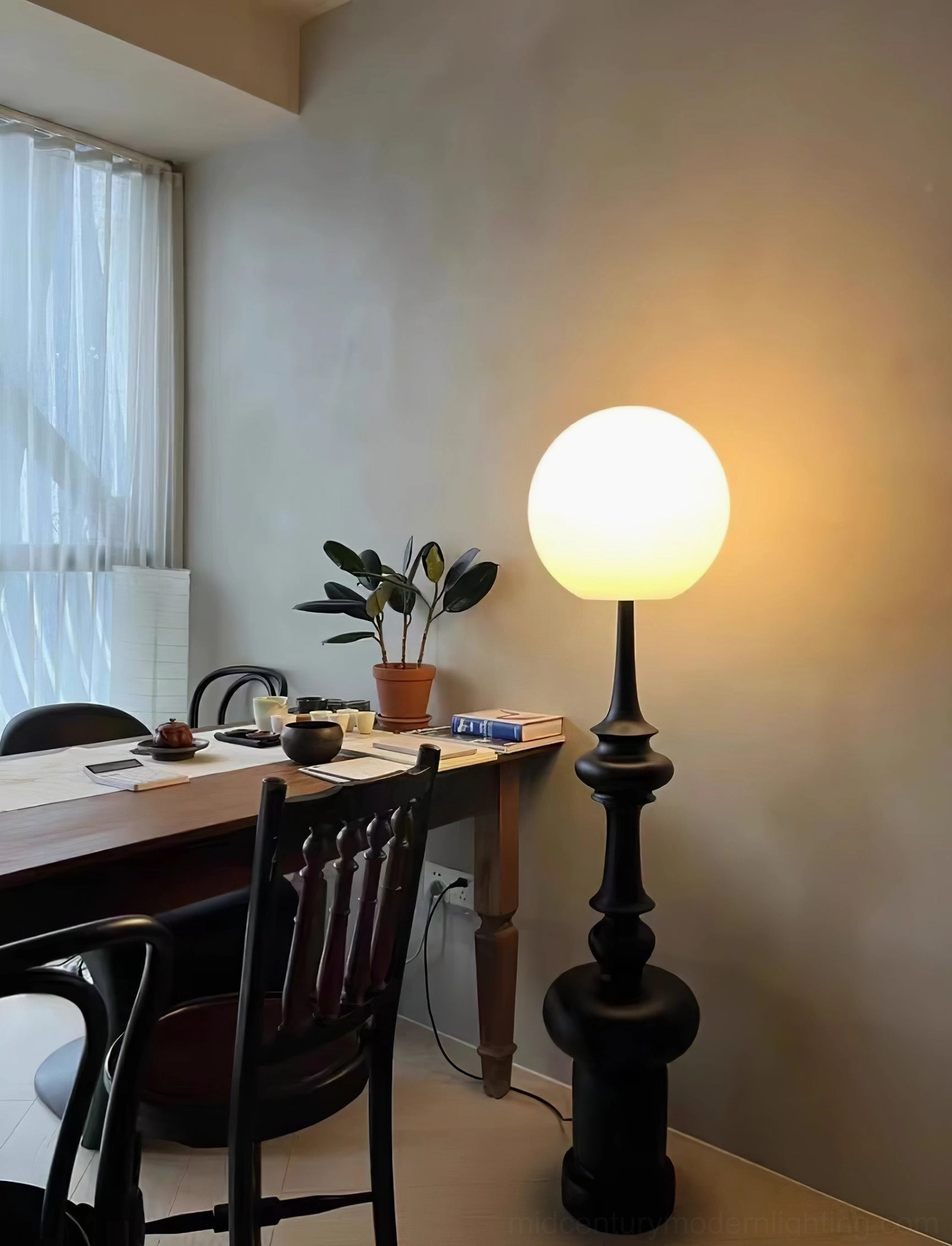 Melrose mid-century modern floor lamp frosted white shade diffused soft light