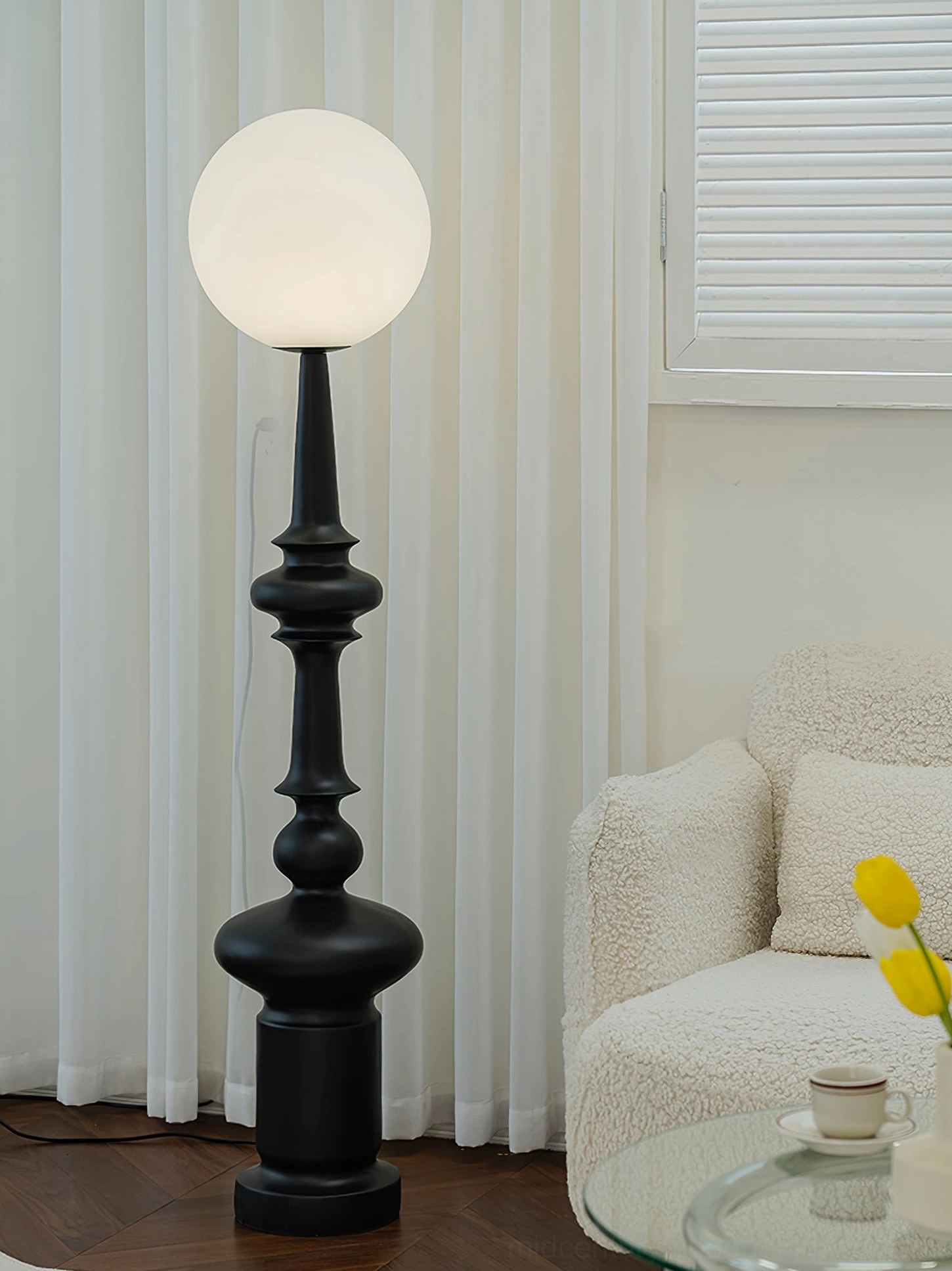 Melrose modern floor lamp complete height measurement dimensional overview studio photography
