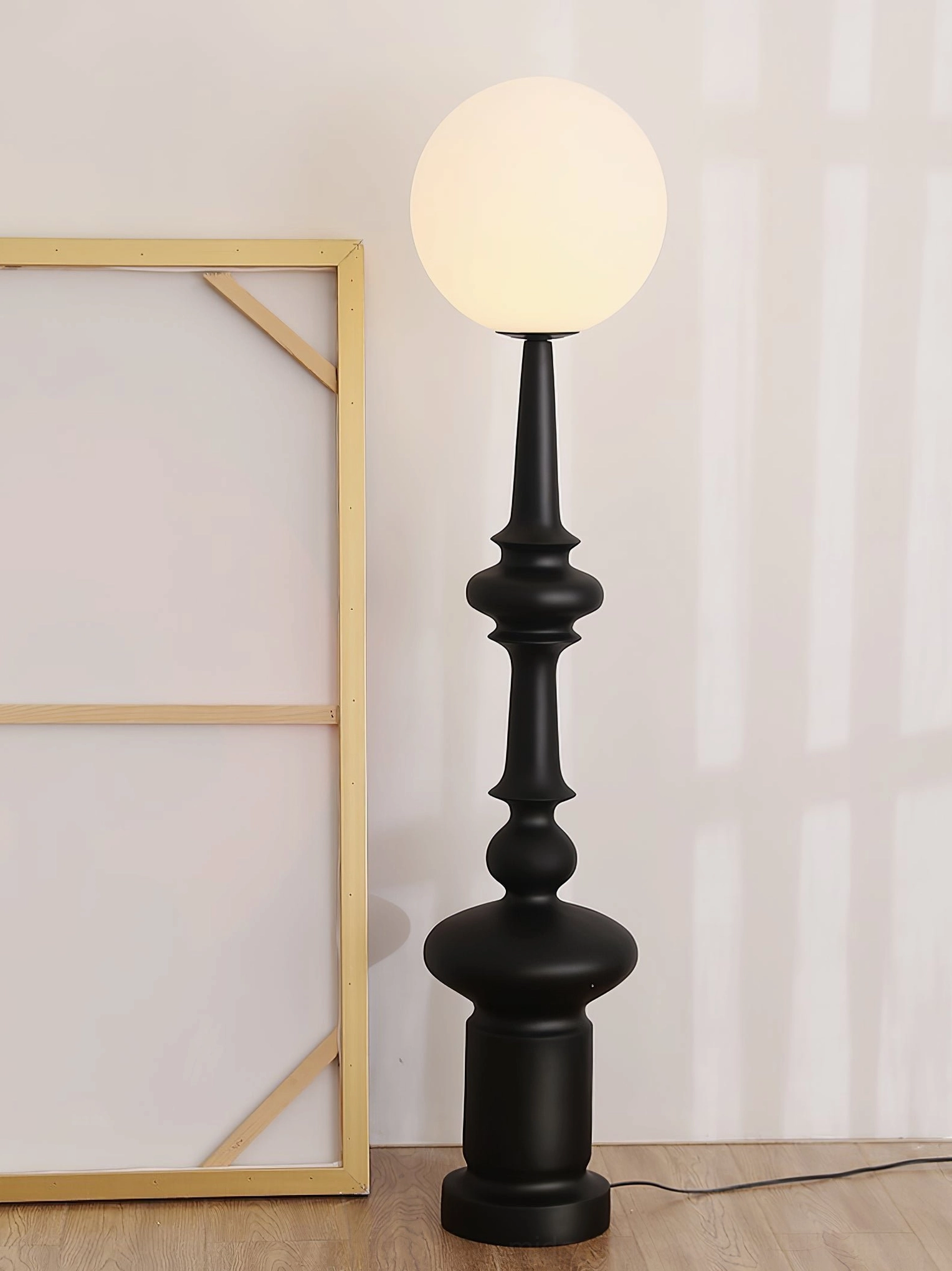 Melrose mid-century modern floor lamp geometric form sculptural design detail