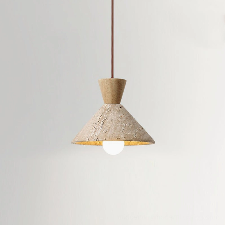 Menra single-light pendant natural wood travertine wabi-sabi design japandi aesthetic