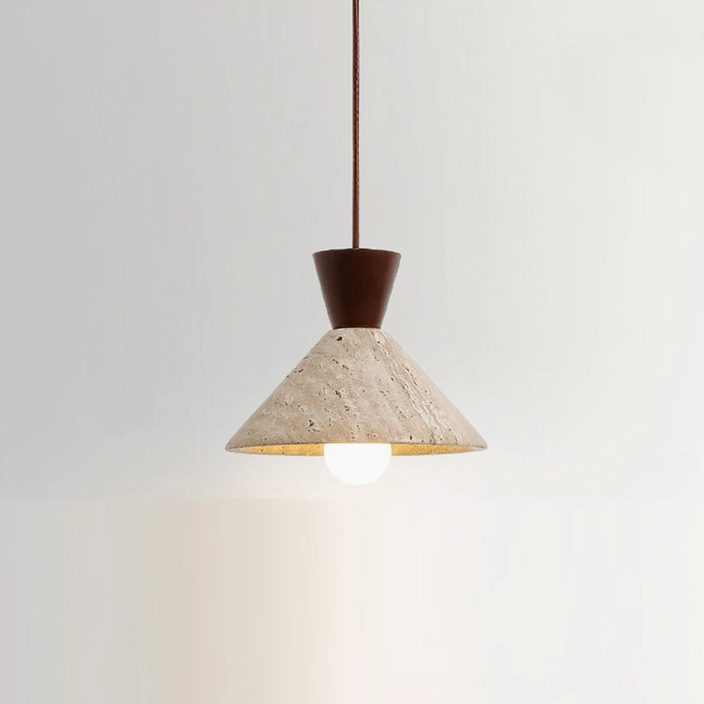 Single Menra pendant light walnut beige travertine 1-light minimalist ceiling mount