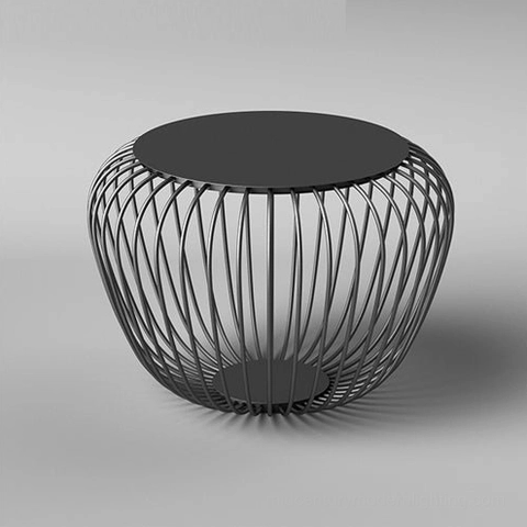 Black Meridiano wire cage garden table light minimalist modern design studio background