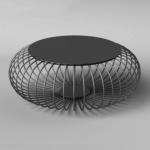 Black Meridiano outdoor side table lamp top-down flat tabletop radial wire base